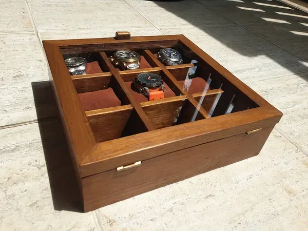 Brown_Teak_Wood_Watch_Box_Organizer_With_9_Divider