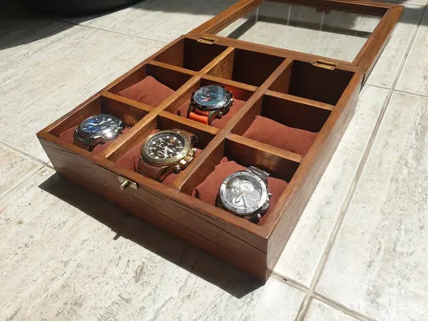 Brown_Teak_Wood_Watch_Box_Organizer_With_9_Divider