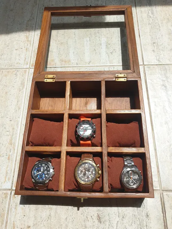 Brown_Teak_Wood_Watch_Box_Organizer_With_9_Divider