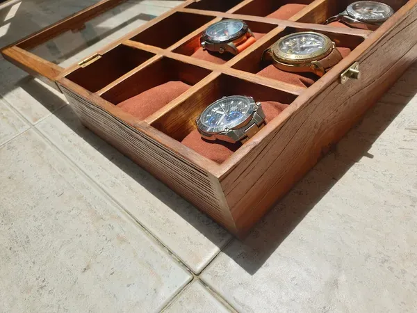 Brown_Teak_Wood_Watch_Box_Organizer_With_9_Divider