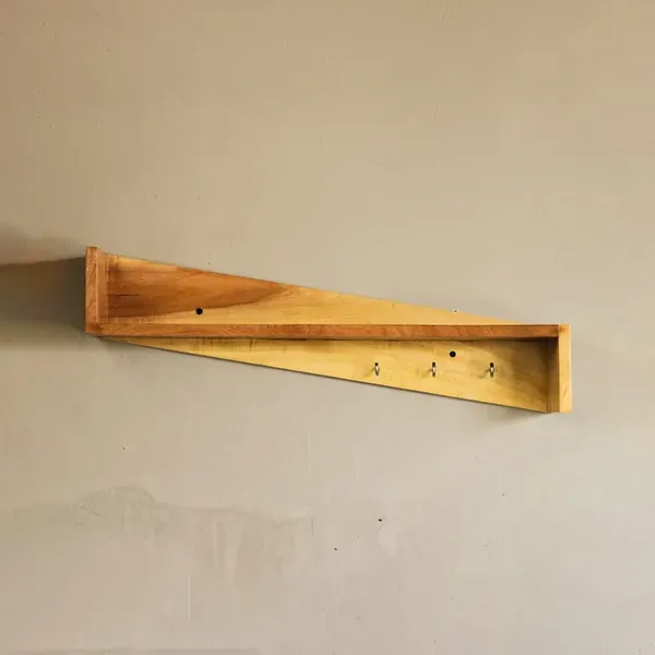 Brown_Teak_Wood_Wall_Shelf_Keychain_Holder