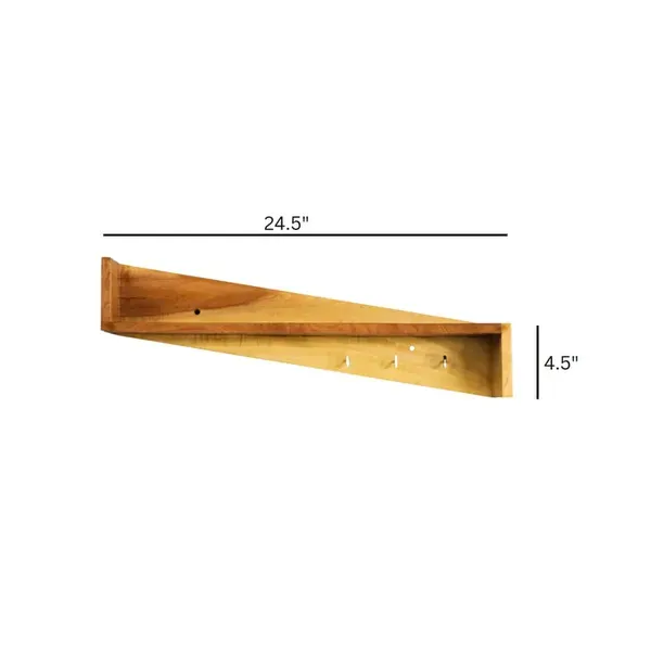 Brown_Teak_Wood_Wall_Shelf_Keychain_Holder