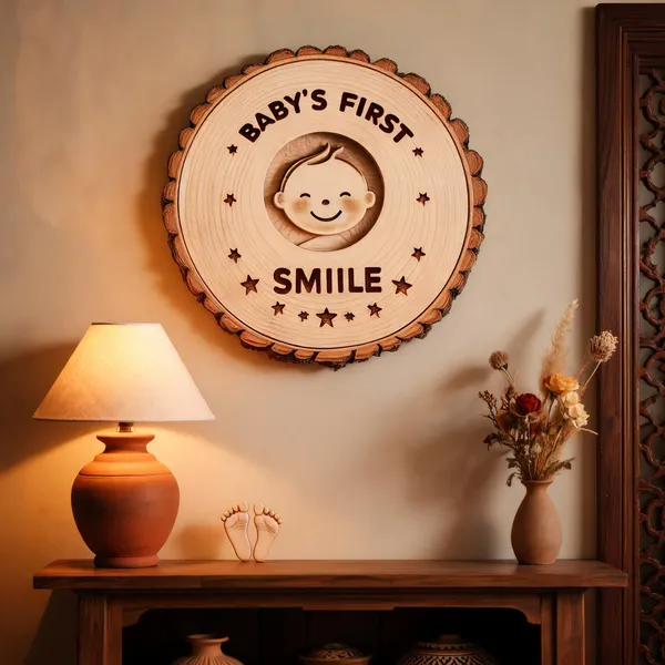 Baby's_First_Smile_Engraved_On_Wood_Frame_For_1St_Birthday