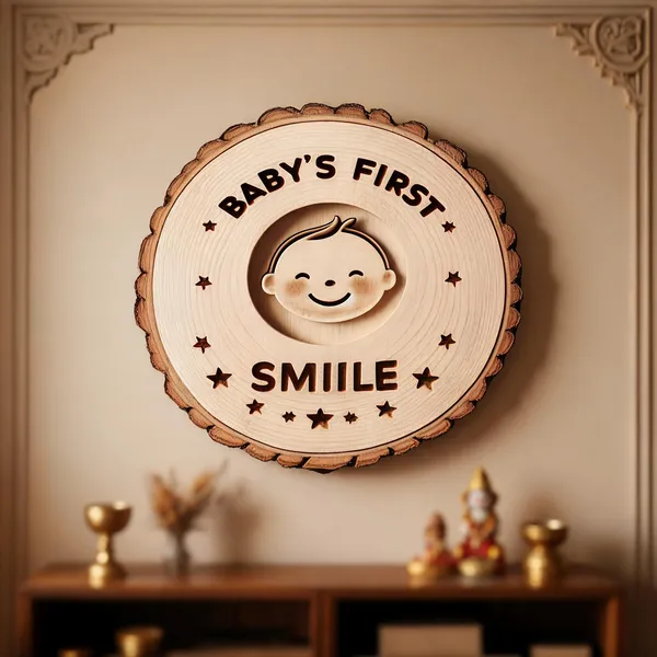 Baby's_First_Smile_Engraved_On_Wood_Frame_For_1St_Birthday