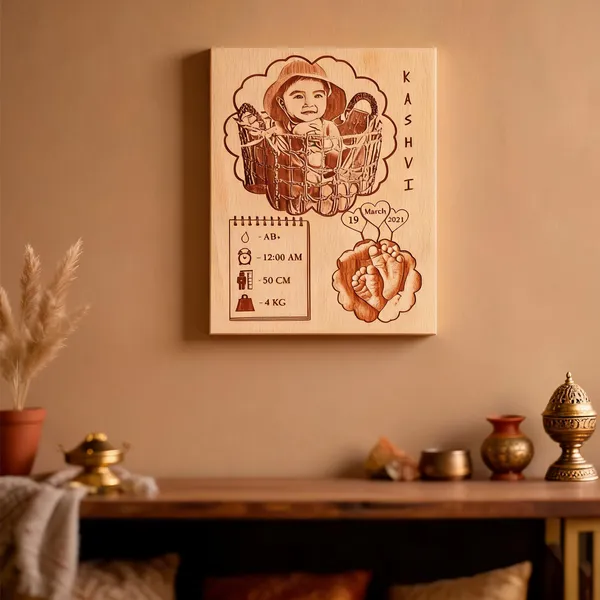 Newborn_Footprint_Engraved_On_Wood_Frame_For_1St_Birthday