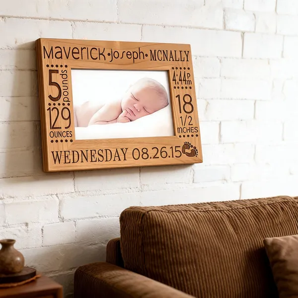 Customizable_Name_And_Date_Frame_For_1St_Birthday_|_Engraved_On_Wood