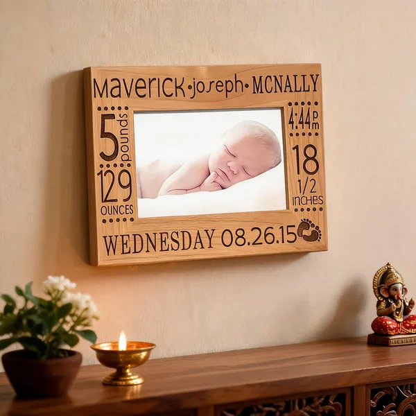 Customizable_Name_And_Date_Frame_For_1St_Birthday_|_Engraved_On_Wood