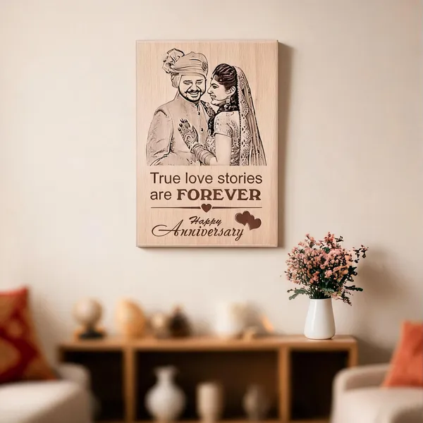 First_Year_Together_Engraved_On_Wood_Frame_For_1St_Anniversary