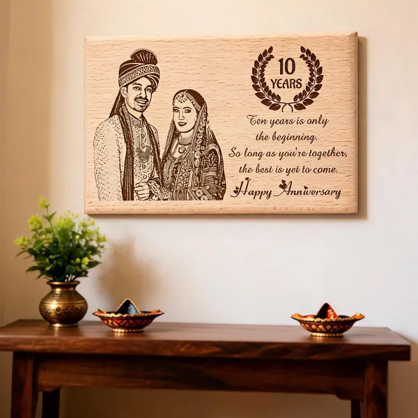 10_Years_Together_Engraved_On_Wood_Frame_For_10Th_Anniversary