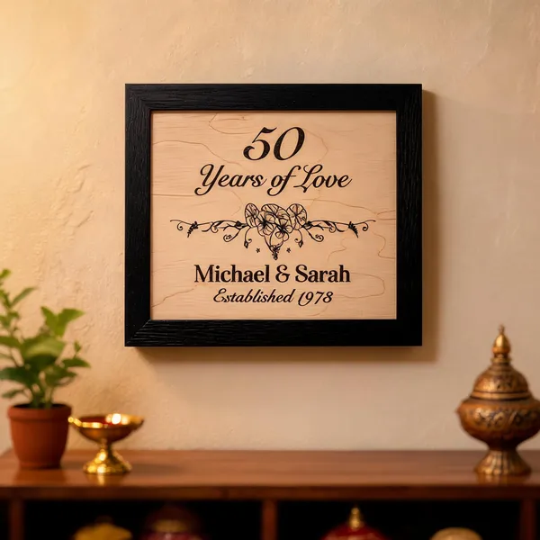 50_Years_Of_Love_Engraved_On_Wood_Frame_For_50Th_Anniversary