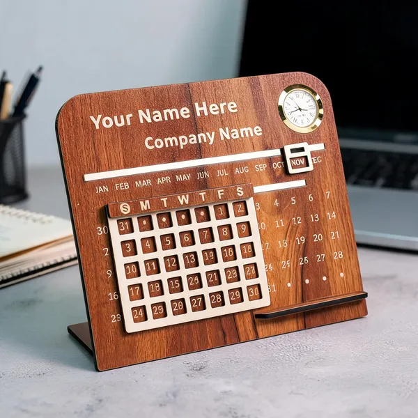 Customizable_Calendar_Engraved_On_Wood_Desk_Frame_For_For_Desk