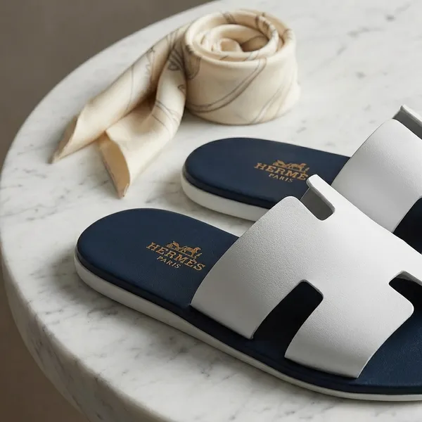 Hermès_Style_Two-Tone_Slide_Sandals_-_Navy_Blue_&_White