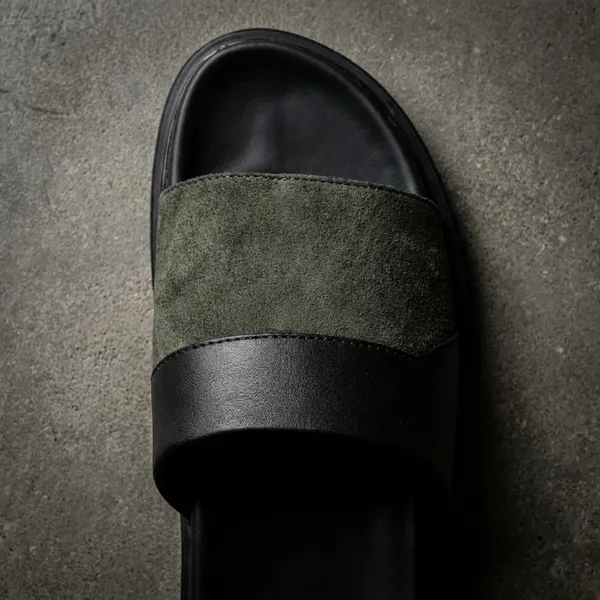Olive_Green_Suede_Slip-On_Slides_For_Men