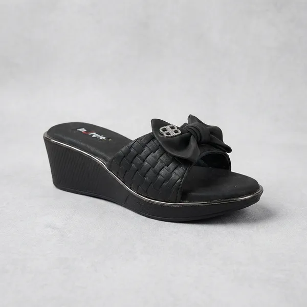 Women's_Black_Wedge_Heel_Slippers_With_Bow_Detail