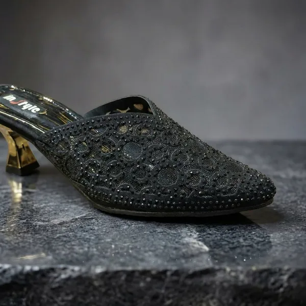 Black_Embellished_Kitten_Heel_Mules_For_Women