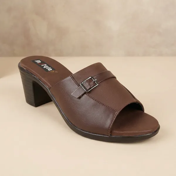 Women's_Brown_Block_Heel_Mule_Sandals_With_Buckle_Detail