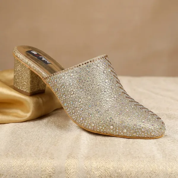 Golden_Sparkle_Block_Heel_Mules_For_Women