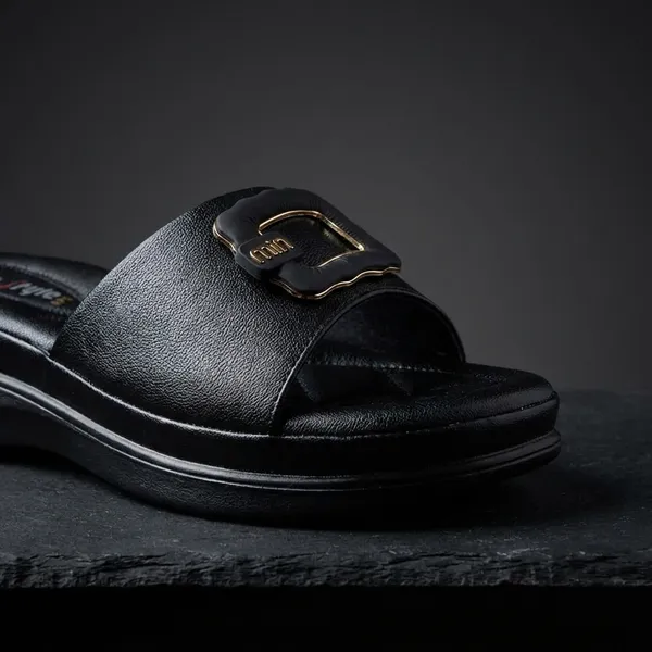 Women's_Black_Slide_Slippers_With_Buckle_Detail