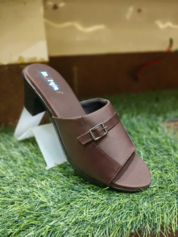 Women's_Brown_Block_Heel_Mule_Sandals_With_Buckle_Detail
