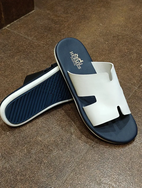 Hermès_Style_Two-Tone_Slide_Sandals_-_Navy_Blue_&_White
