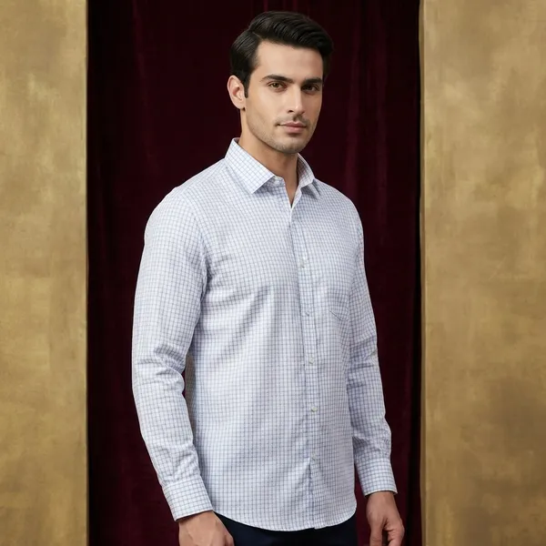 Men's_Full_Sleeve_Checkered_Formal_Shirt_-_Light_Blue_And_Green