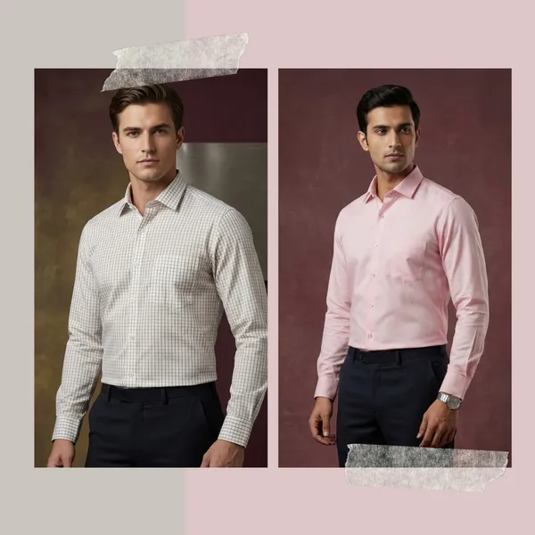 Men's_Checkered_Formal_Shirt_And_Pink_Shirt_Full_Sleeve
