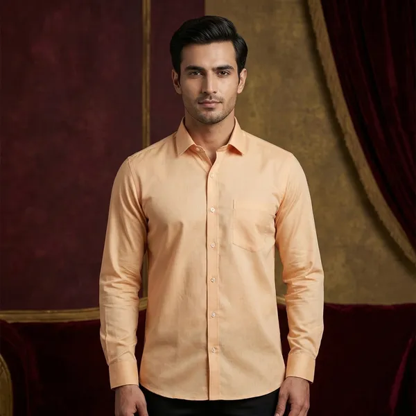 Men's_Formal_Long_Sleeve_Shirt_-_Peach/Cream