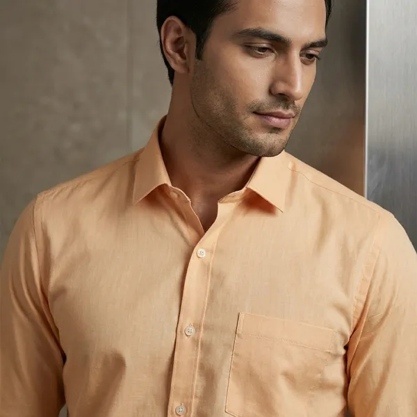 Men's_Formal_Long_Sleeve_Shirt_-_Peach/Cream