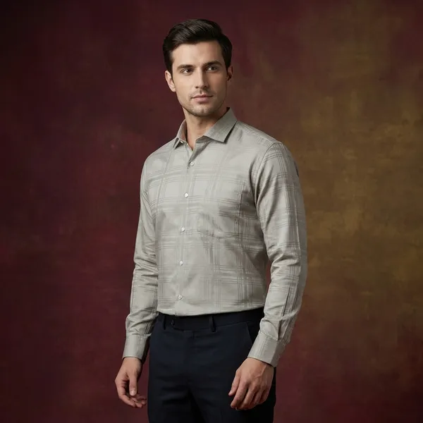 Men's_Beige_Checkered_Full_Sleeve_Formal_Shirt