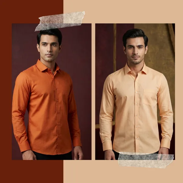 Men's_Formal_Long_Sleeve_Shirt_-_Peach_And_Orange