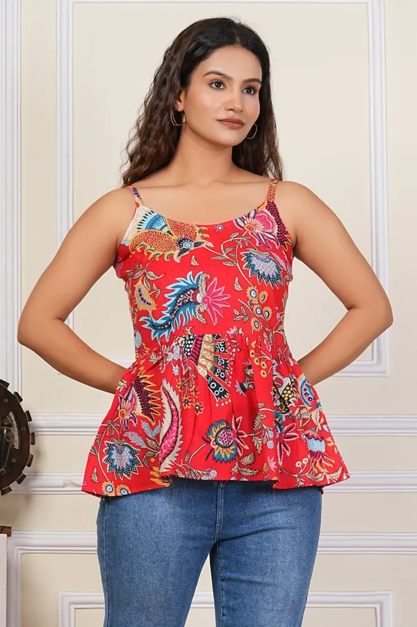 Vibrant_Floral_Print_Peplum_Top_-_Red