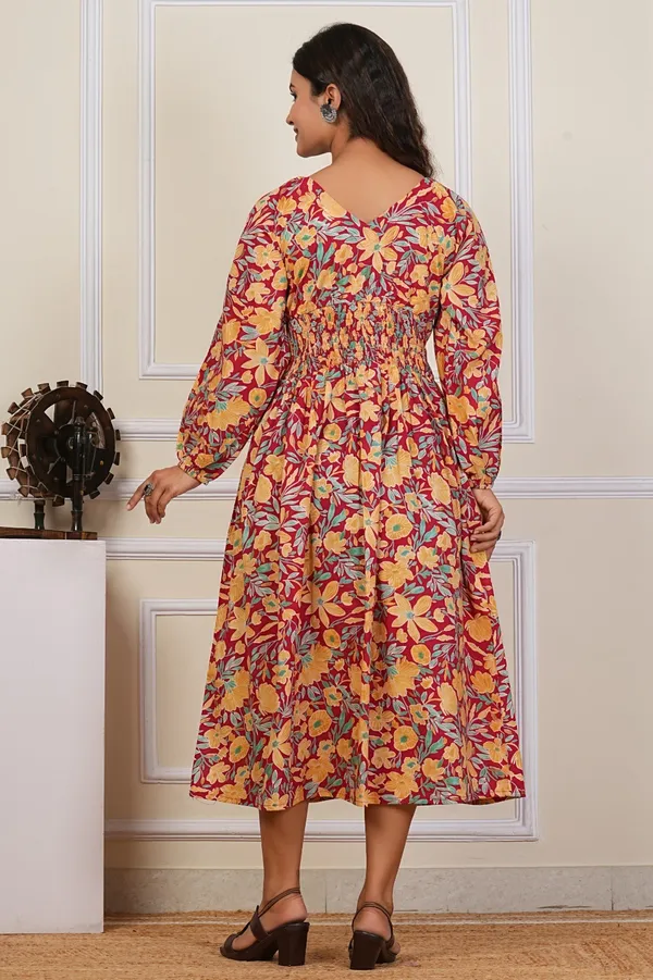 Floral_Print_Long_Sleeve_Dress_For_Women