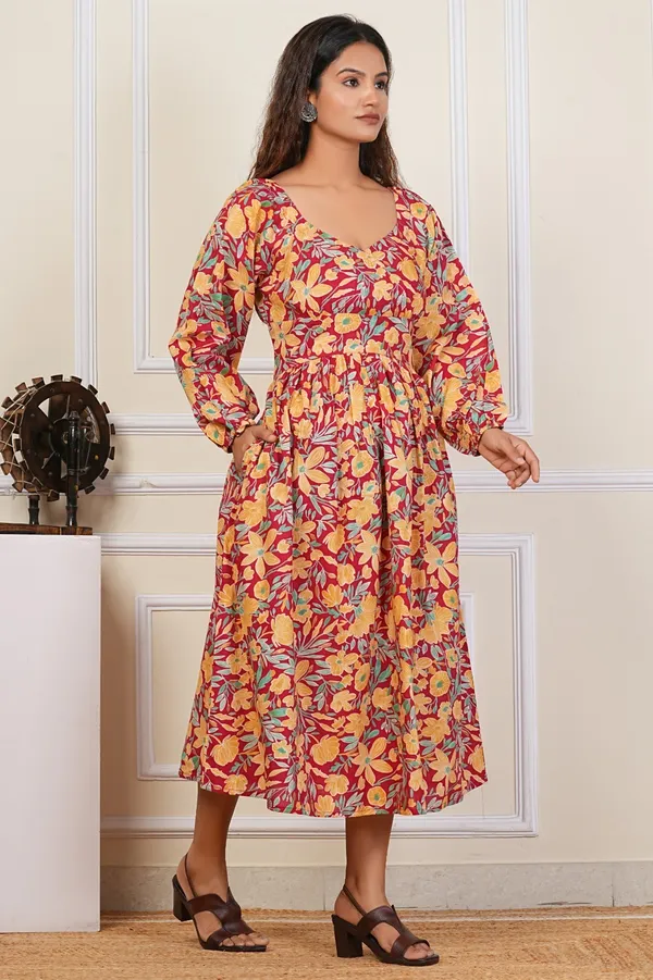 Floral_Print_Long_Sleeve_Dress_For_Women