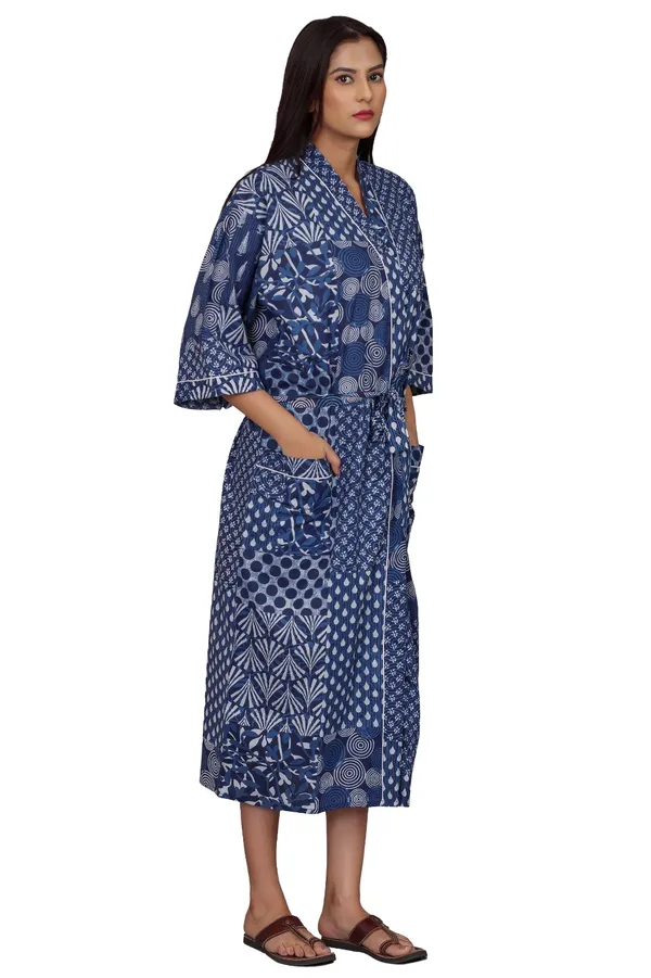 Indigo_Patchwork_Print_Cotton_Kimono_Robe_For_Women
