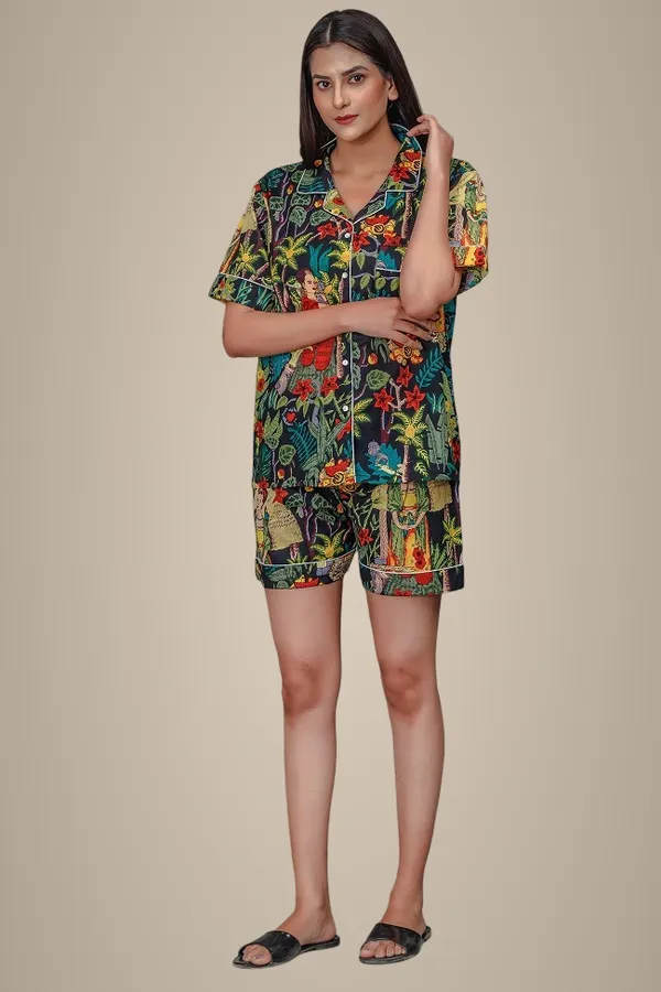 Women'S_Tropical_Print_Shirt_And_Shorts_Co-Ord_Set