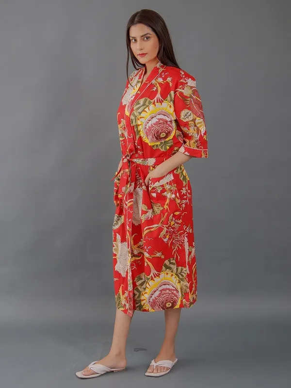 Red_Floral_Printed_Cotton_Kimono_Robe_For_Women