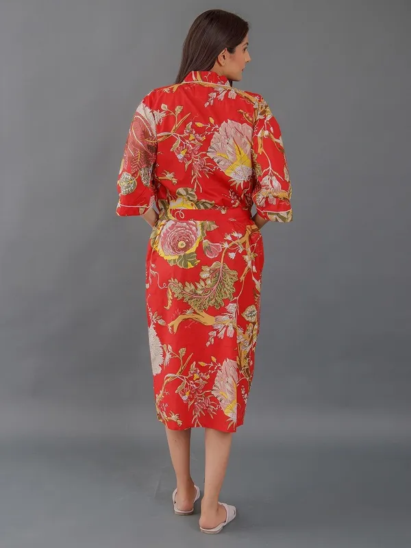 Red_Floral_Printed_Cotton_Kimono_Robe_For_Women