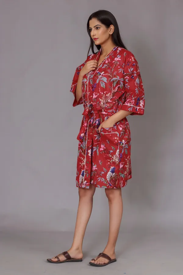 Red_Floral_Printed_Cotton_Kimono_Robe_For_Women