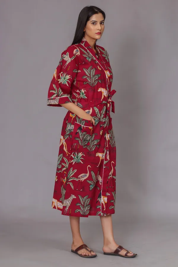 Red_Printed_Jungle_Safari_Bathrobe_For_Women