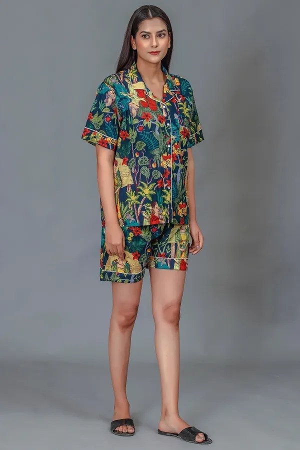 Women'S_Tropical_Print_Shirt_And_Shorts_Co-Ord_Set