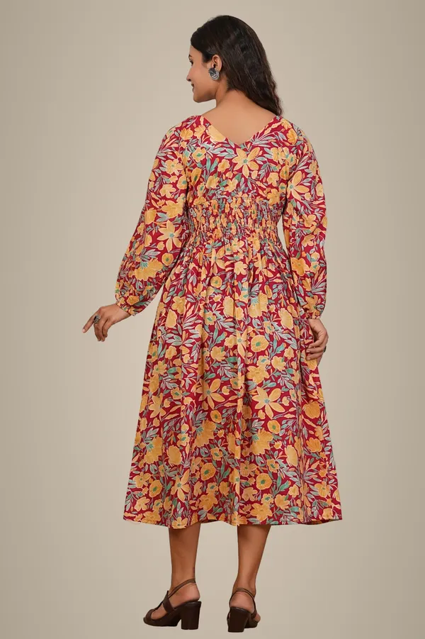 Floral_Print_Long_Sleeve_Dress_For_Women