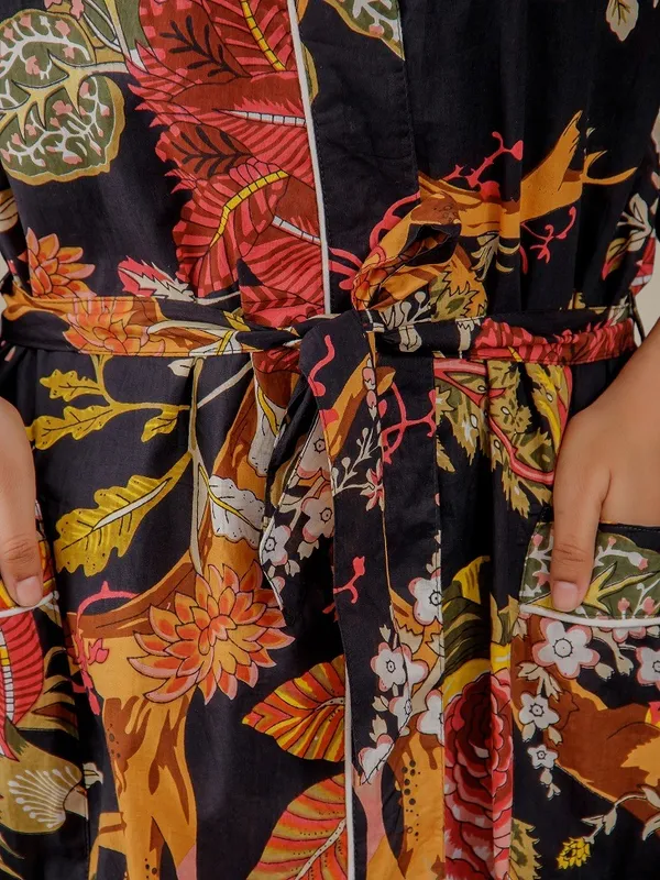 Women'S_Black_Floral_Print_Kimono_Robe_With_Belt