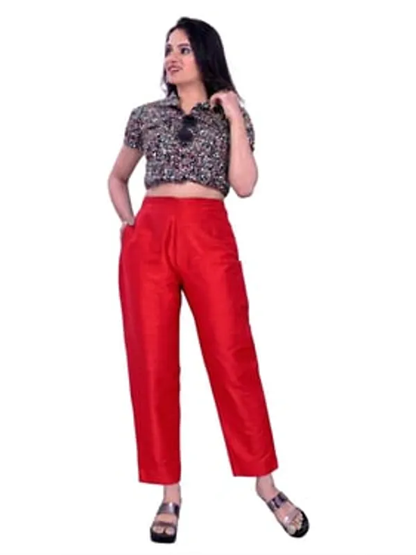 Red_Premium_Cotton_Silk_Straight_Pant