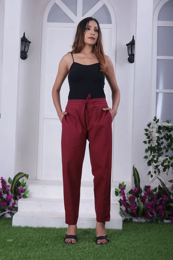 Red_Premium_Cotton_Nadi_Slim_Fit_Tapered_Pants