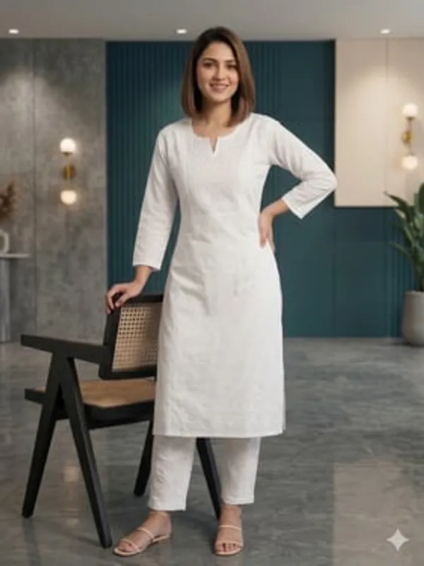 White_Cotton_Lucknowi_Kurti