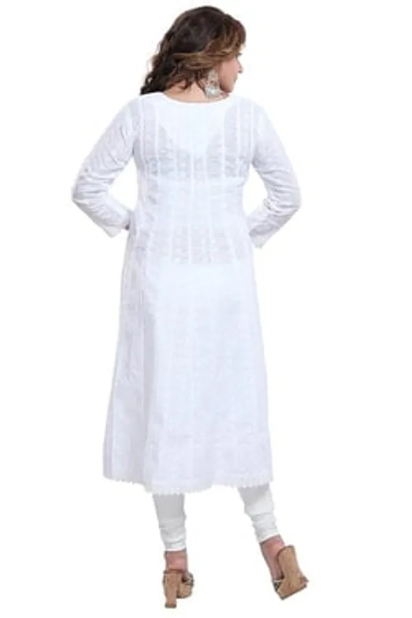Elegant_White_Cotton_Chikan_Anarkali_Kurti