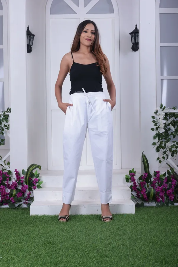 White_Premium_Cotton_Nadi_Slim_Fit_Tapered_Pants