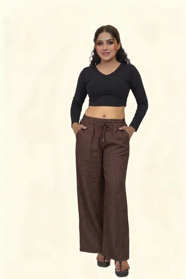 Brown_Premium_Linen_Wide_Leg_Palazzo