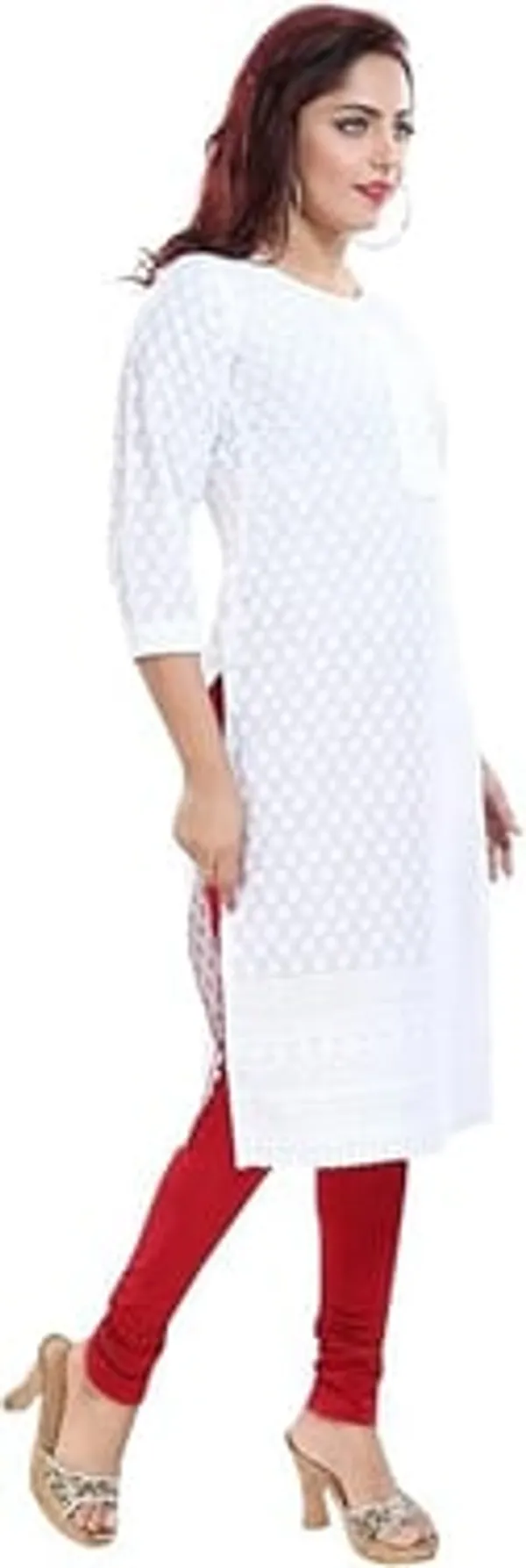 Radiant_Pristine_White_Graceful_White_Rayon_Chikankari_Straight_Kurti