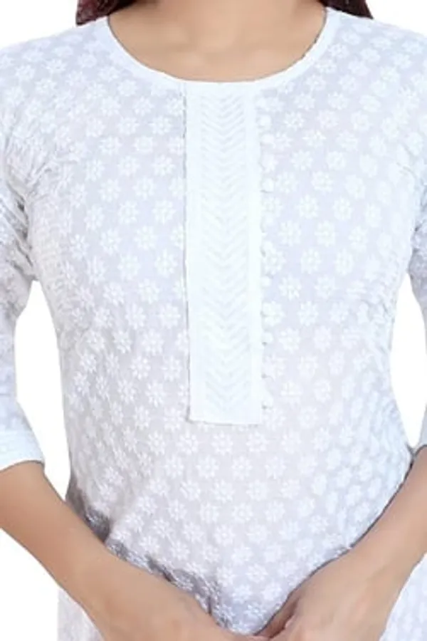 Radiant_Pristine_White_Graceful_White_Rayon_Chikankari_Straight_Kurti